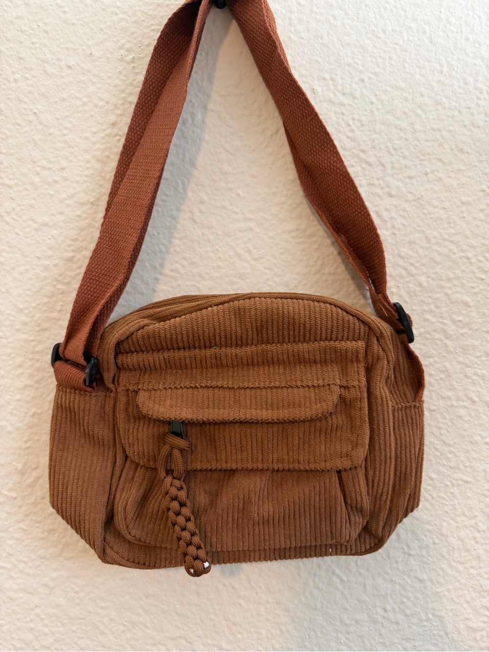 Casual Corduroy Shoulder Tote in Warm Brown